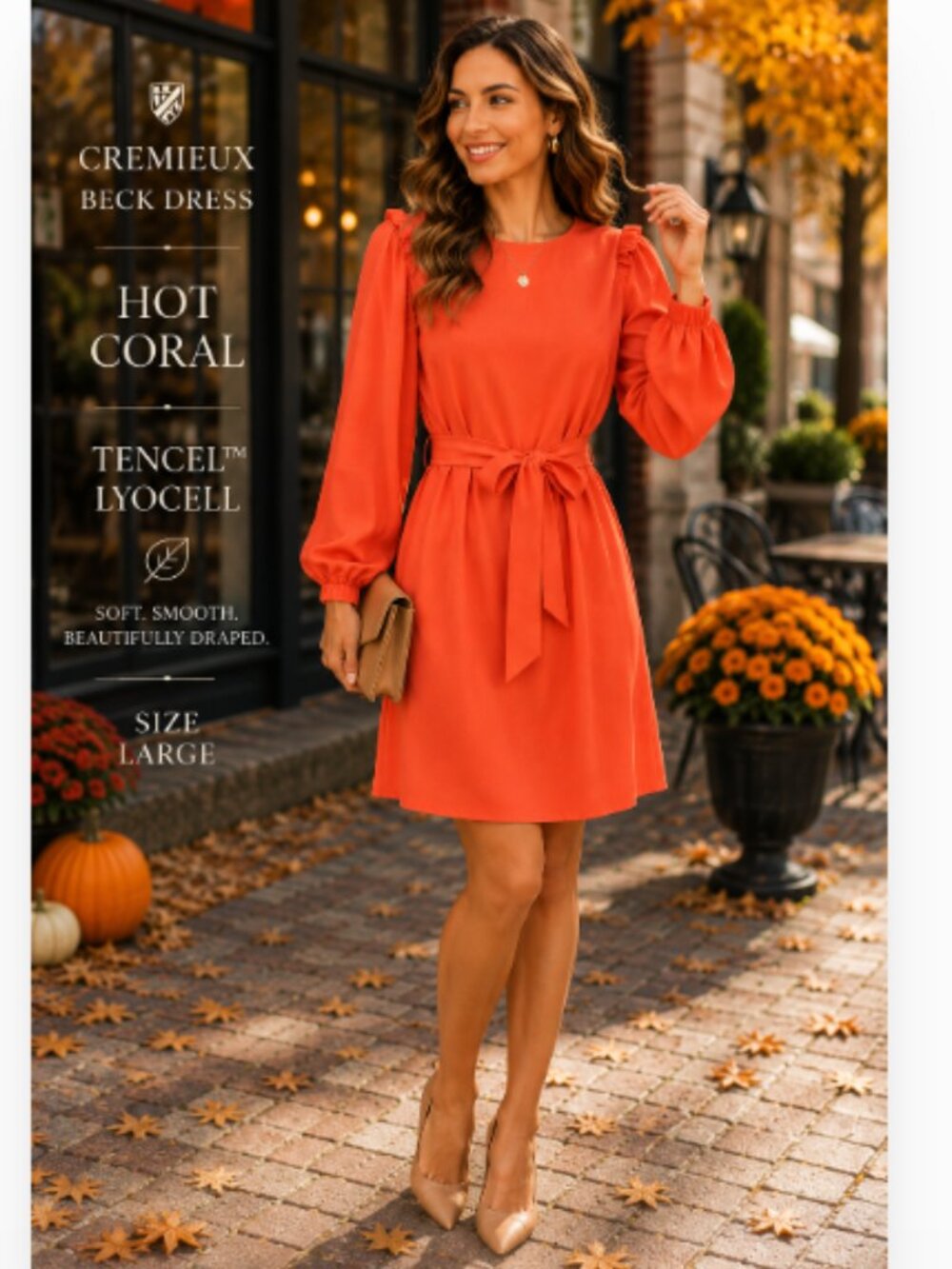 Cremieux Beck Dress Hot Coral Tencel
